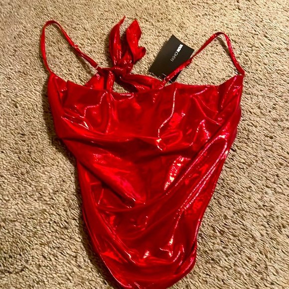 Fashion Nova, chrome red Tank top, never worn, new, size small, adjustable - Picture 1 of 9